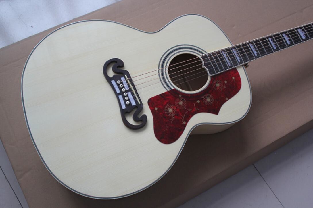 2018 Bleached G200 acoustic guitar / GB GB200 electric acoustic guitar / Chibson white maple G200 acoustic guitar