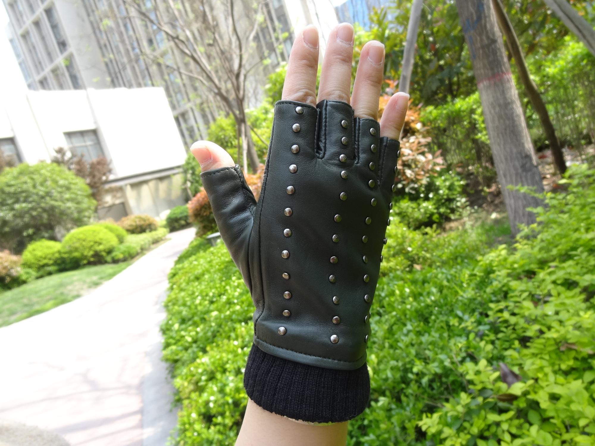 sheepskin leather gloves rivet kids sheepskin leather gloves