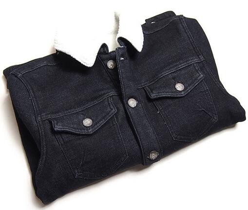 2017 new arrivals men fashion washed winter thermal jackets wholesale mens black denim jacket