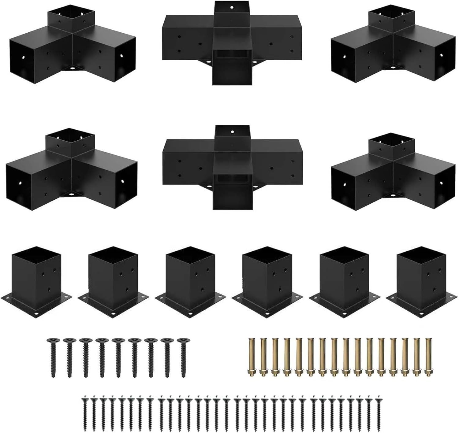 Corrosion Resistant Black Pergola Wall Brackets 4-Pack For Wall Mounting