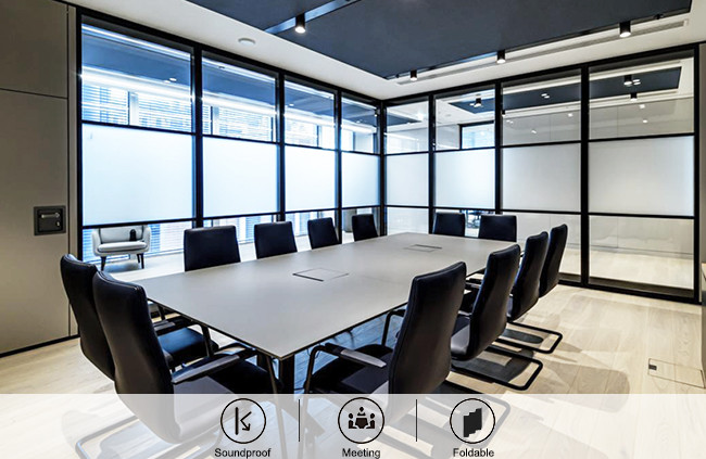 Relocated Reusable Acoustic Glass Office Partitions Panel Hooked Partition System