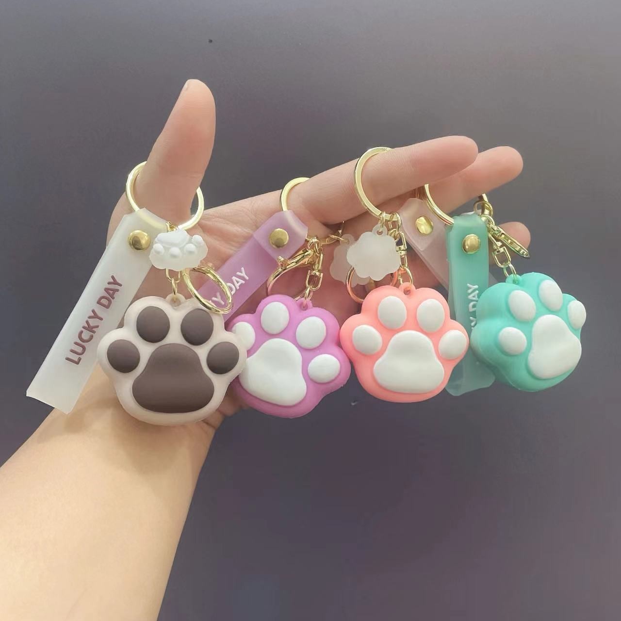 Cartoon Modeling Silicone Key Chain LED Flashlight Key Ring Handbag Bag Purse Pendant Key Holder