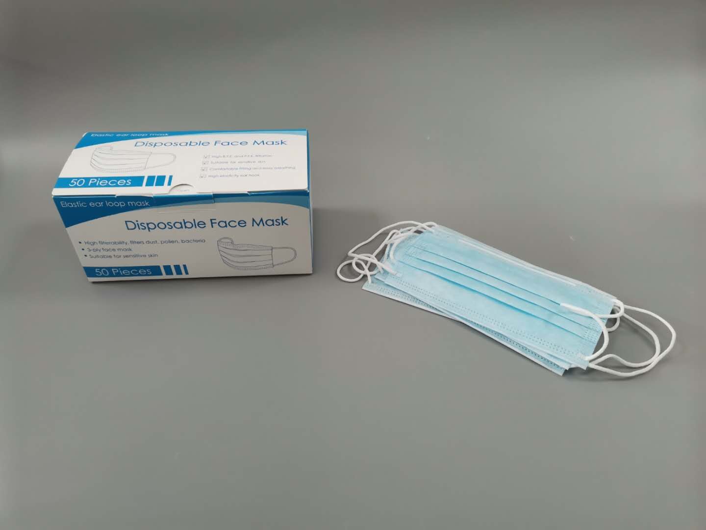 3 Layer Disposable Ear Hanging Face Mask 175mmX95mm CE Melt Blown
