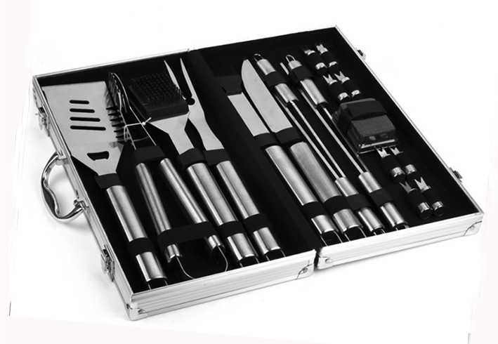 19PCS Stainless Steel BBQ Tool With Aluminum Box For Outdoor Tool trial order