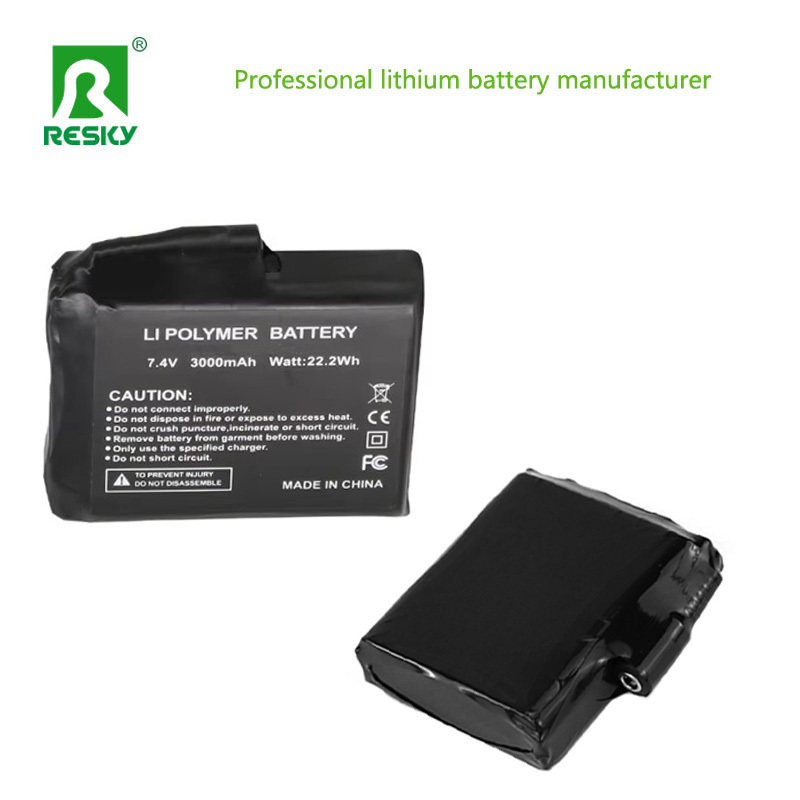 1S1P Heated Lithium Battery 3.7V 3000mAh Li-ion Power Battery For Heated Hat