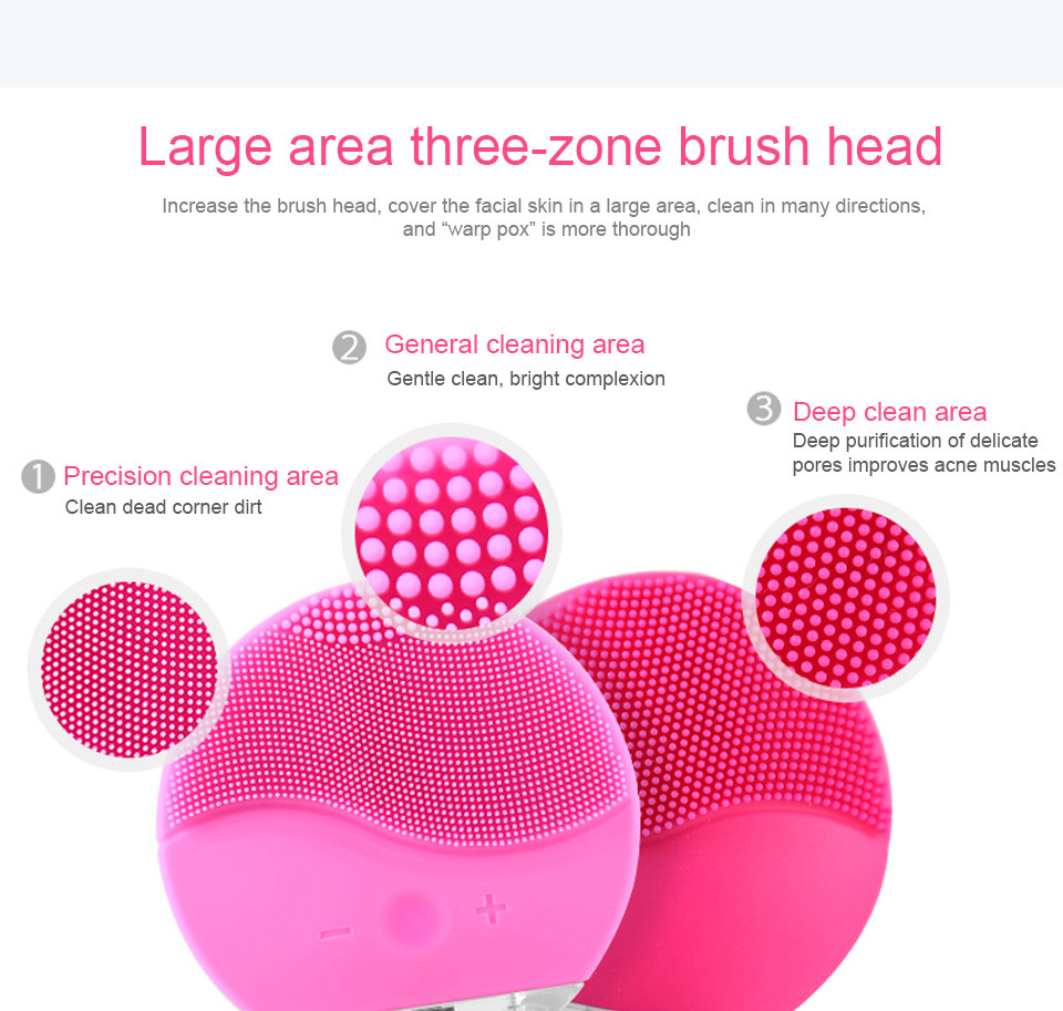 Handy Natural Silicone Electric Facial Cleanser Face Cleaning Toning Device Face Cleanser And Massager Pore Cleansing