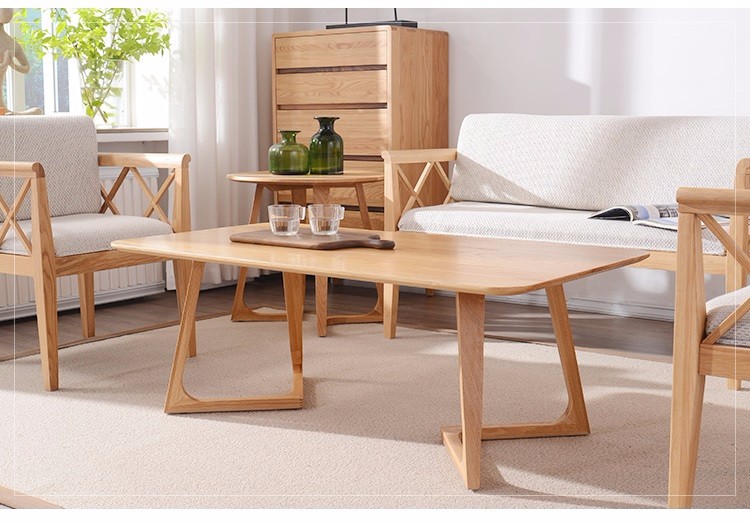 Oval Coffee Table 4 Legs Solid Wood Egyptian Style Living Room Furniture