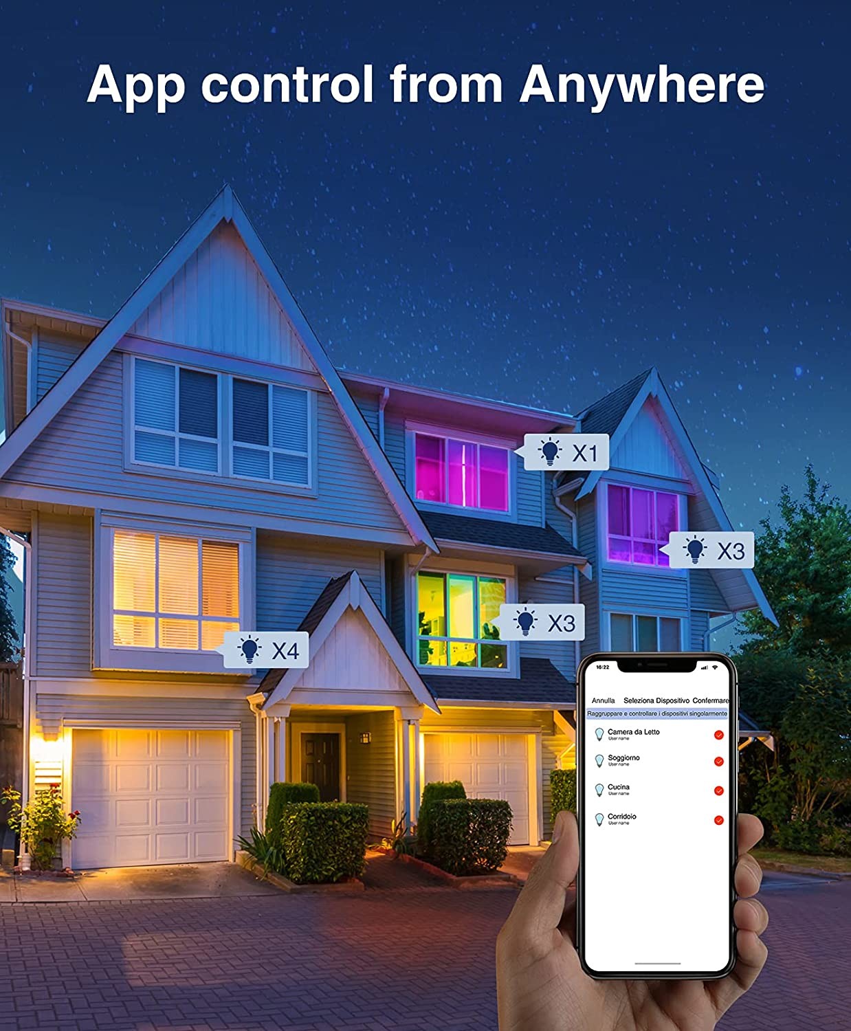 100LM/W 5W 7W 9W 12W E27 E26 B22 Smart Wifi LED Bulbs Color Changing CE ROHS FCC