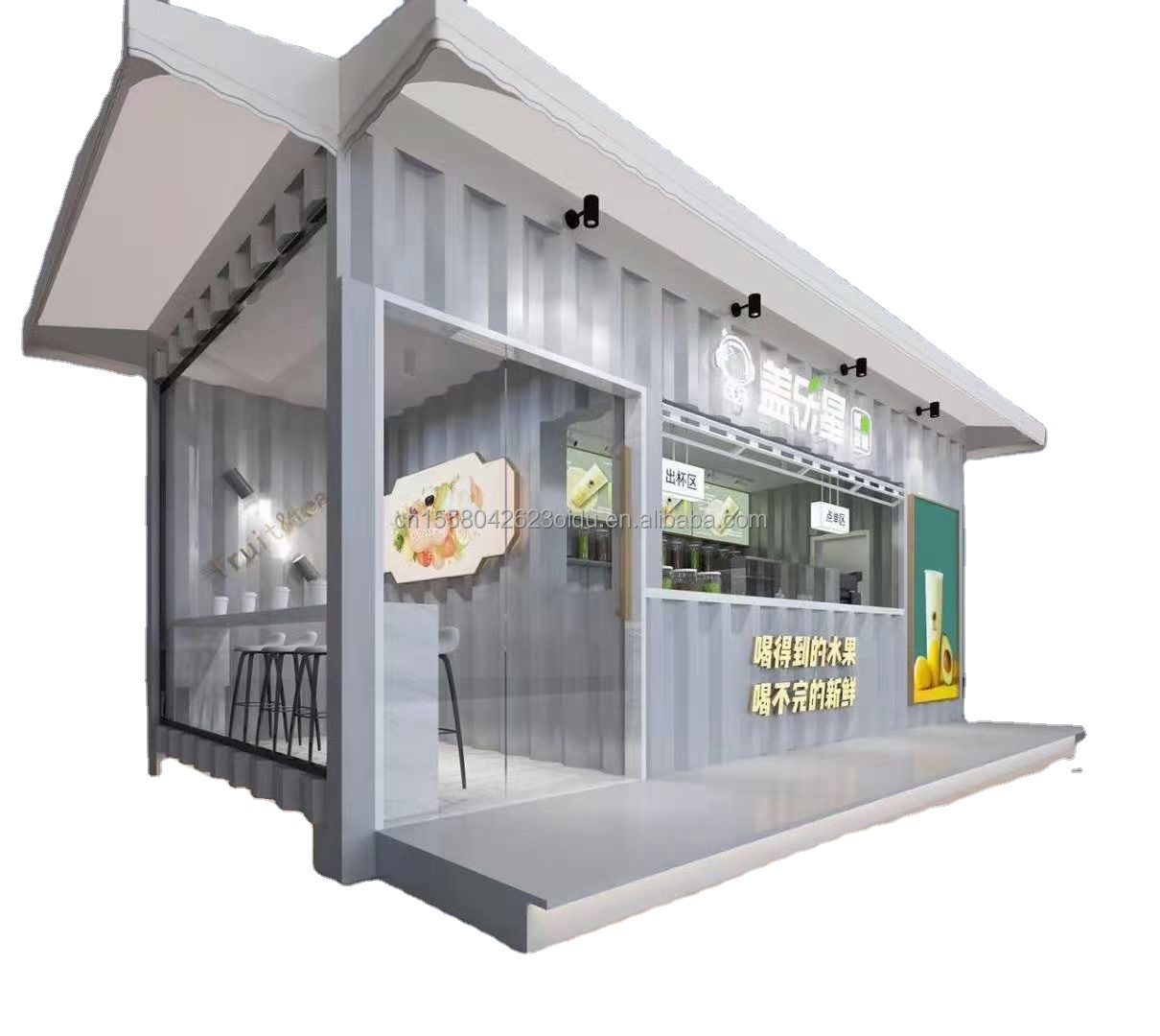 Modern 10 ft 20 ft Prefabricated Steel Shop Container Kiosk Mobile Mini Bar for Outdoor Kitchen and Restaurant Movable Design Shop