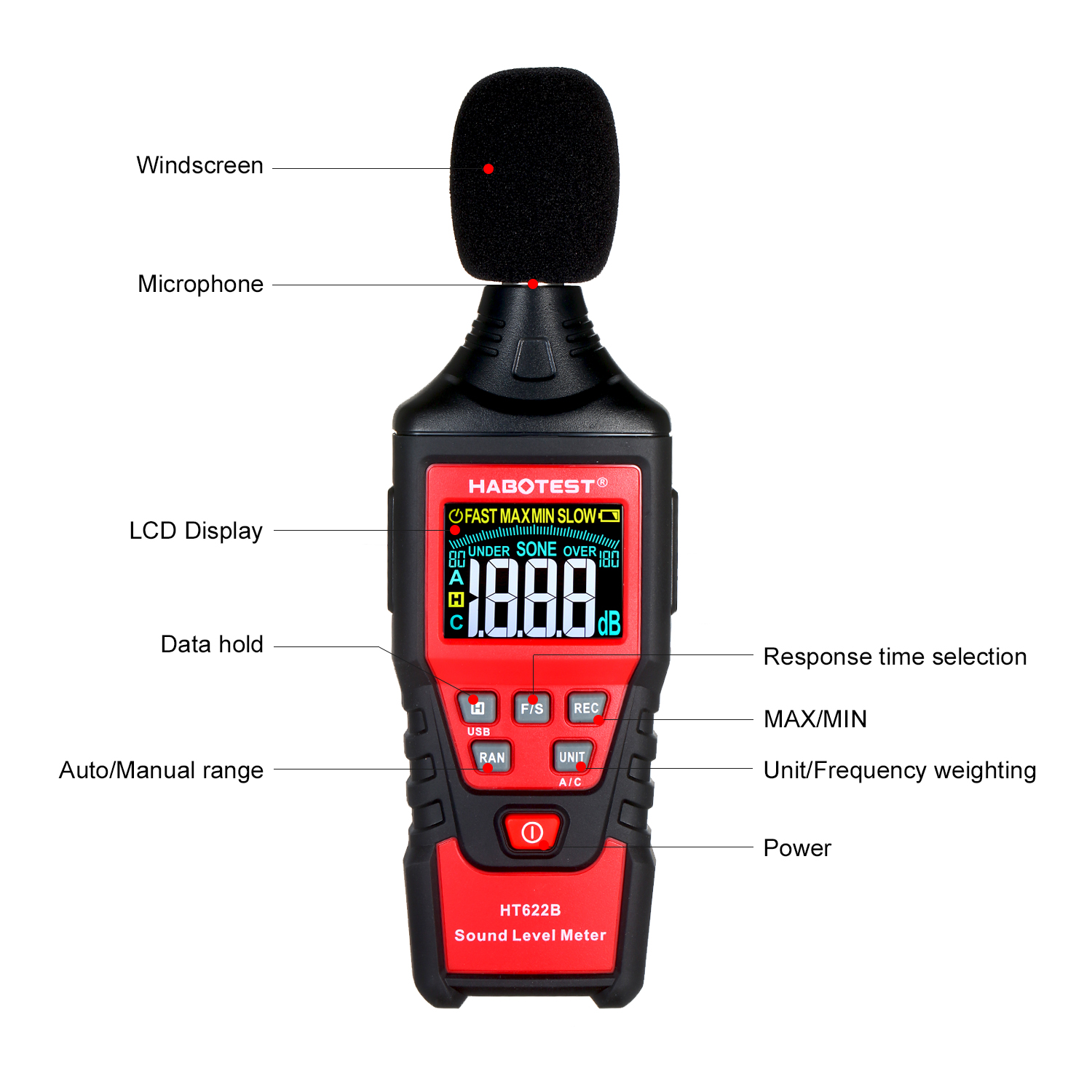 100dB Digital Decibel Meter , 110dB Digital Noise Meter