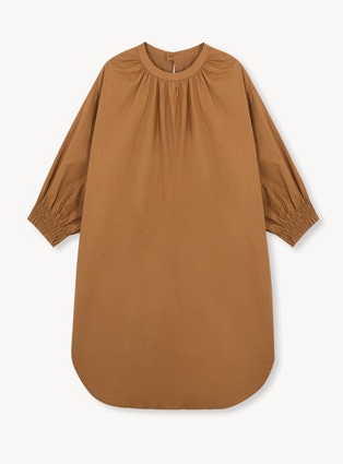 2018 Simple midi smock cuff brown oversize dress for women
