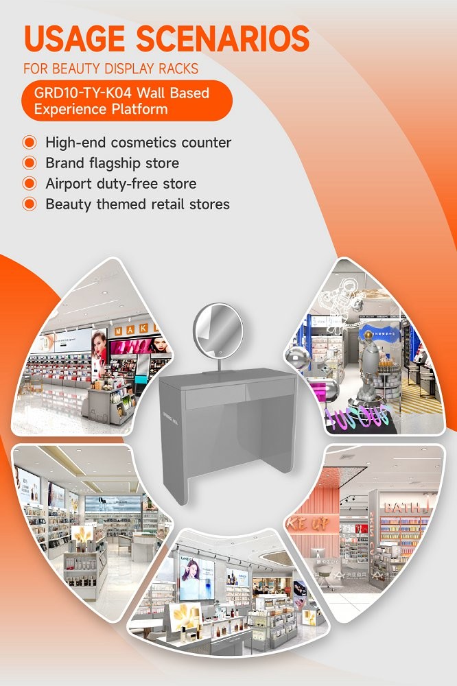GDR10-TY-K04 Retail Store Display with Mirror and Convenient Charging for Beauty Counters