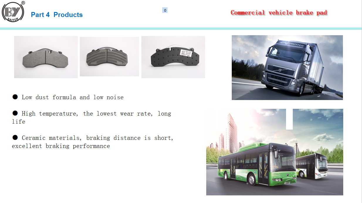 Asbestos Free Commercial Vehicle Brake Pads ISO / Green / IATF Certificated
