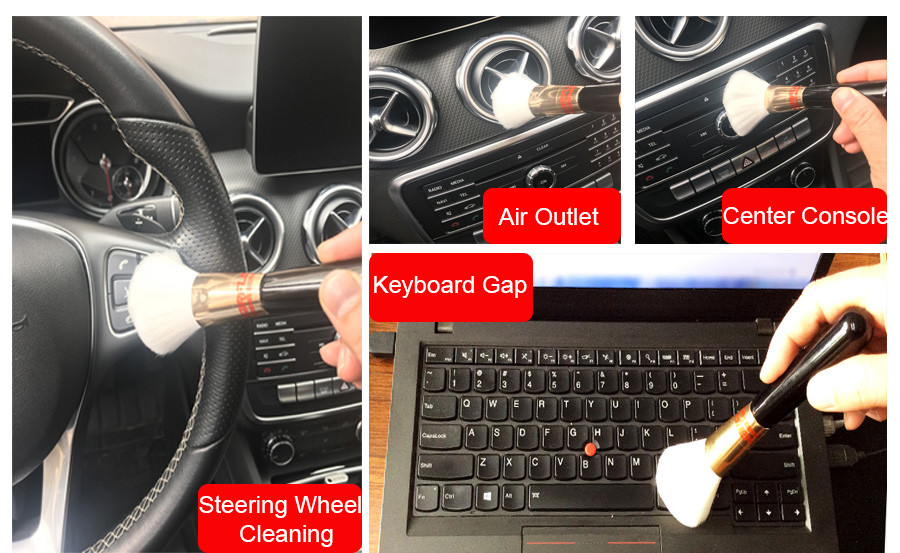 Customized Car Wash Brush Car Cleaning Brush Kit Include Wood And Microfiber Hair