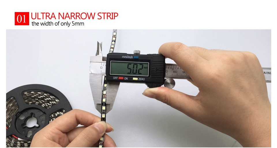 5M SMD 2835 5mm Width Ribbon Flexible LED Strip Light 120leds/M DC24V LED Tape