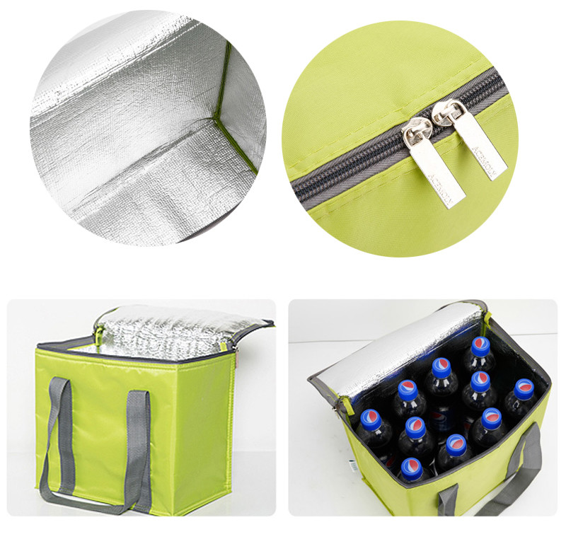 Foldable Square Aluminum Foil Insulated Lunch Cooler Bags