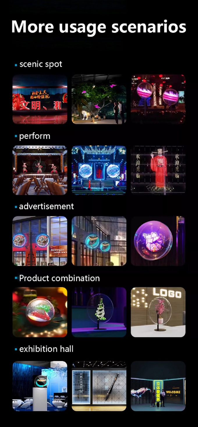 3D Holographic Display Indoor/Outdoor 3D Hologram Light Fan Computer Interactive HDMI New Technology 80cm 1280 LED