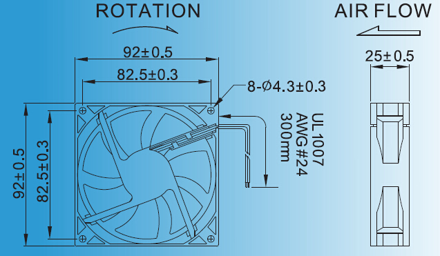 92*92*25mm 12V DC Axial Fan / DC Auto Cooling Fan  / DC Brushless Cooling Fan