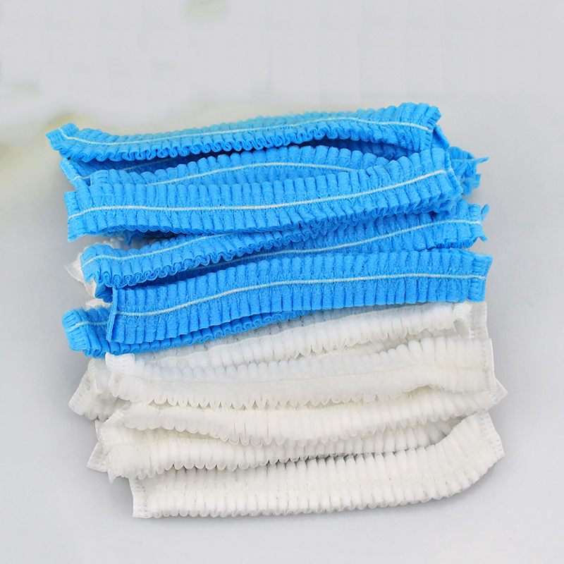 Fabric Bouffant Clip Disposable Surgical Caps White Blue Color Protective Dust Proof For Adult