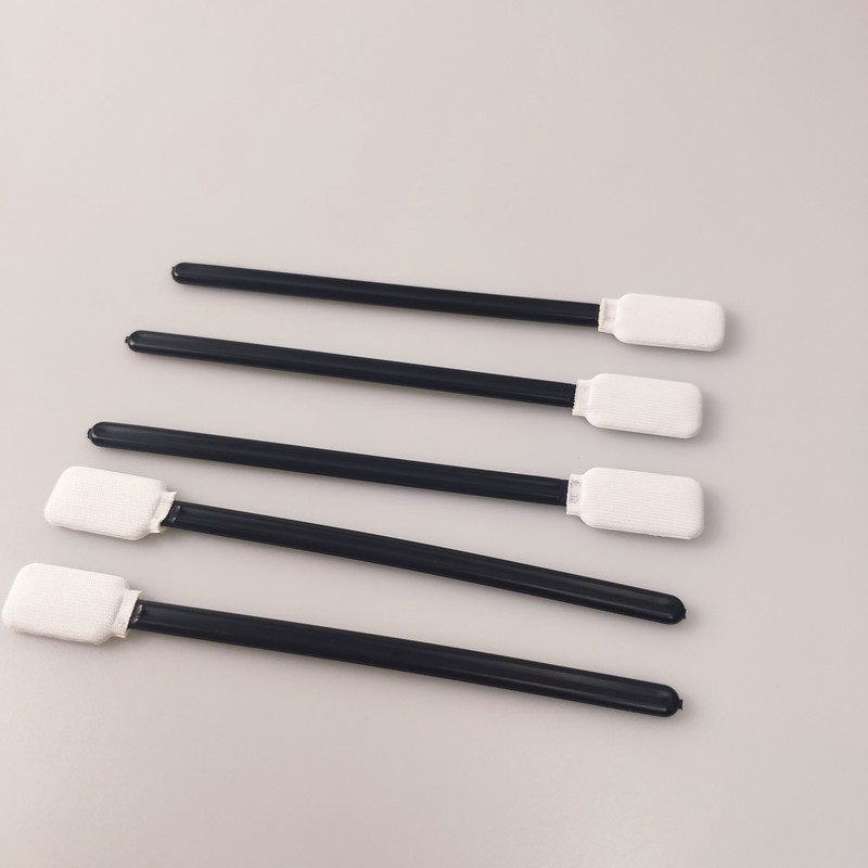 Black Handle PP Stick Square Head Cleaning Swab For Electronics