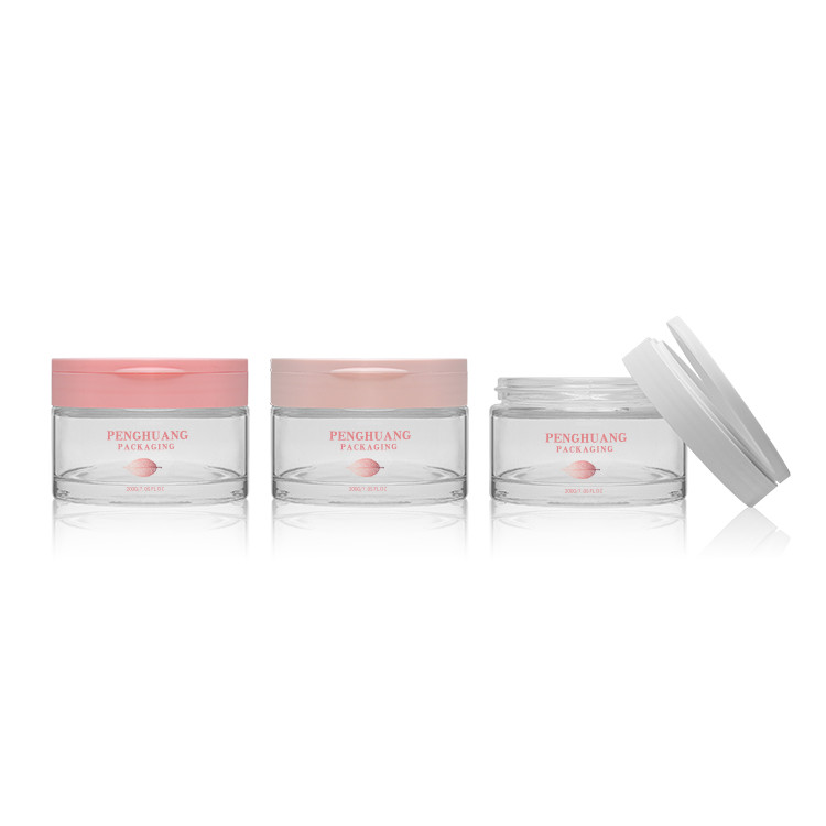 Luxury Cosmetic Cream Glass Jars With Matte Pink Cap 200g Lip Body Exfoliating Scrub Container