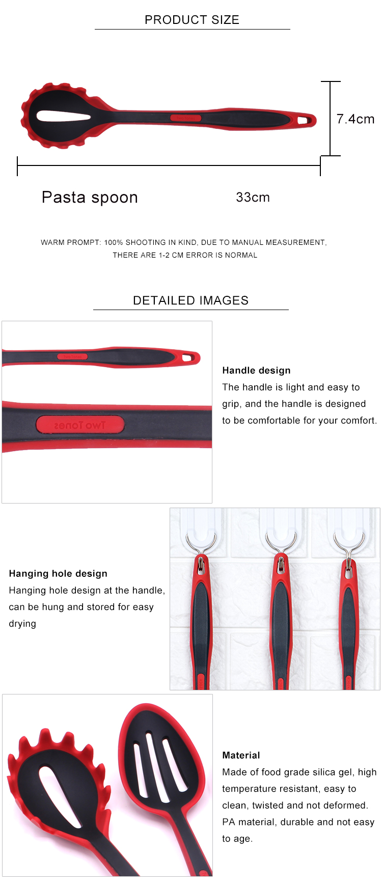 Safe Private Label Silicone Kitchen Accessories Non Stick Customize Spaghetti Tong