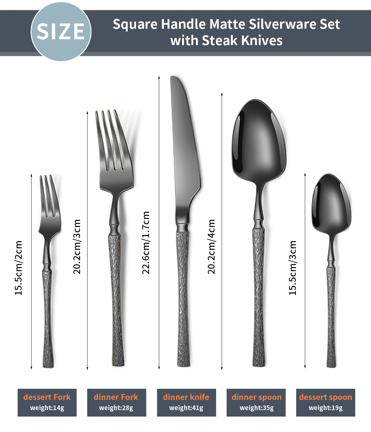 Stainless Steel Cutlery Set 20 Piece Small Waist Hammer Pattern Stainless Steel Western Cutlery Gift Box