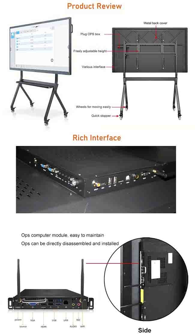 Smart Board Interactive Flat Panel with Pen and Touch for Bright Classrooms
