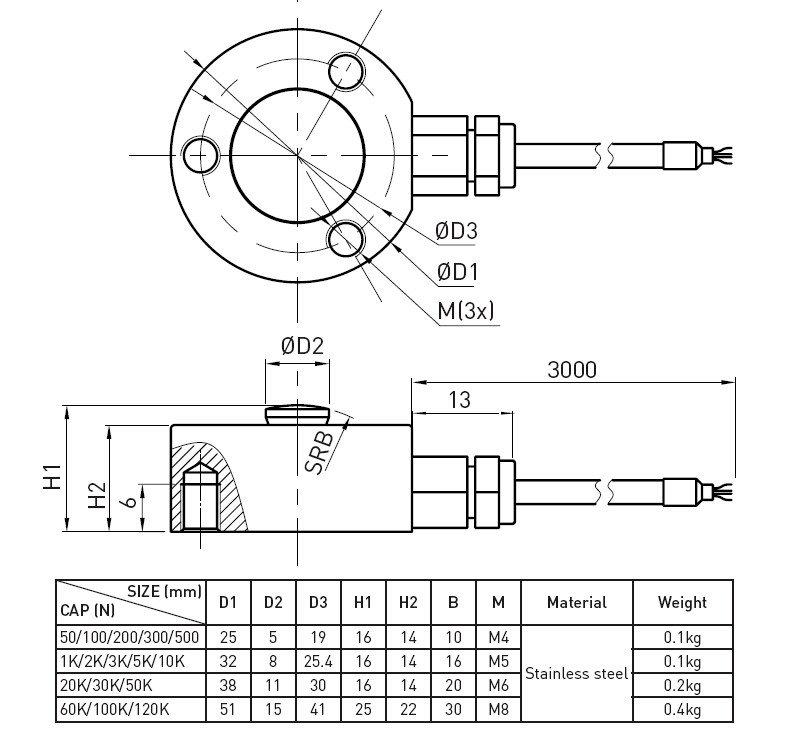 Waterproof Industrial Compression Load Cell With Low Profile Of Testing