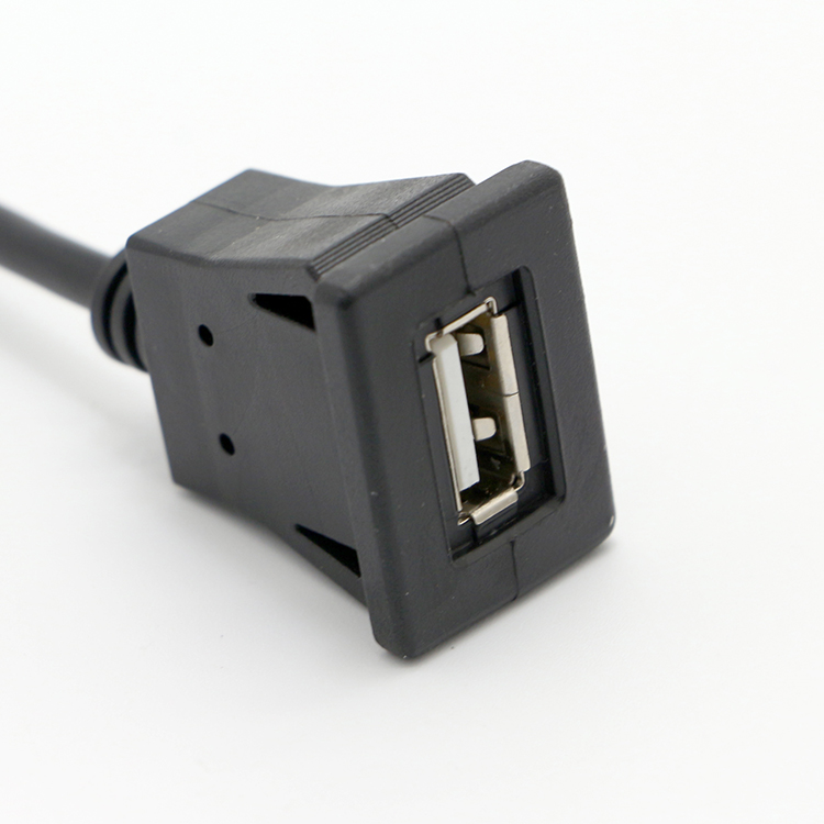 Snap Panel Mount USB Female Socket to Dupont Connector Wire Cable