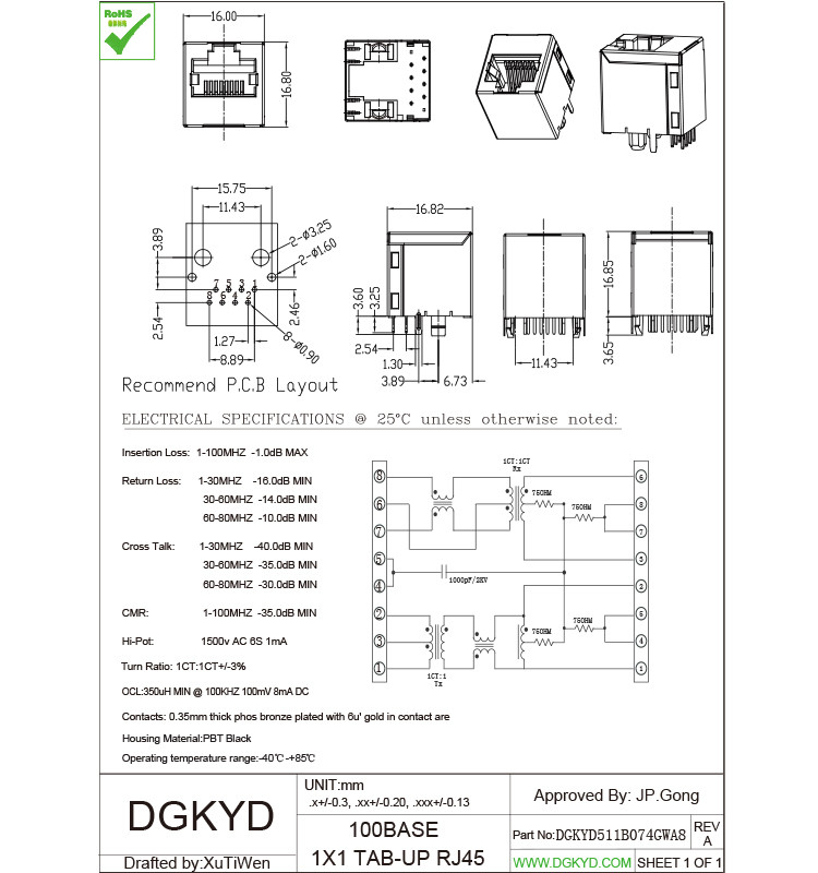 180 Degree Magnetic RJ45 Jack Module Cat 5 Top Entry Ethernet Socket Manufacturer