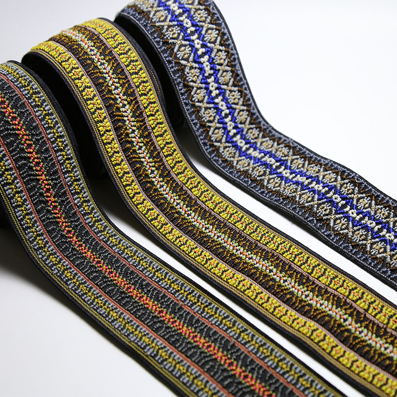 Striped Jacquard Ribbon for Garment Underwear Waistband Vintage Jacquard Elastic Band