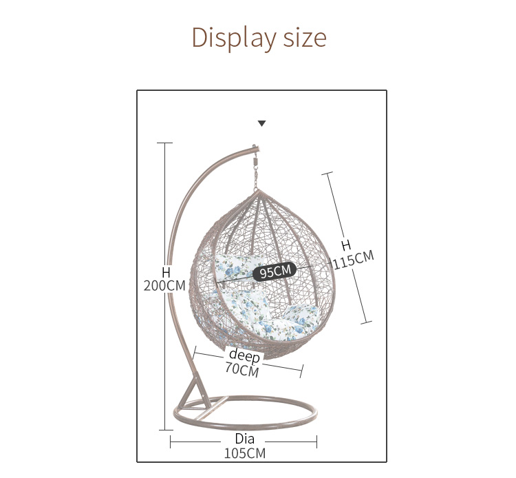 Max Load 500KG Wicker Basket Swing Chair Orchid Cradle Garden Basket Chair