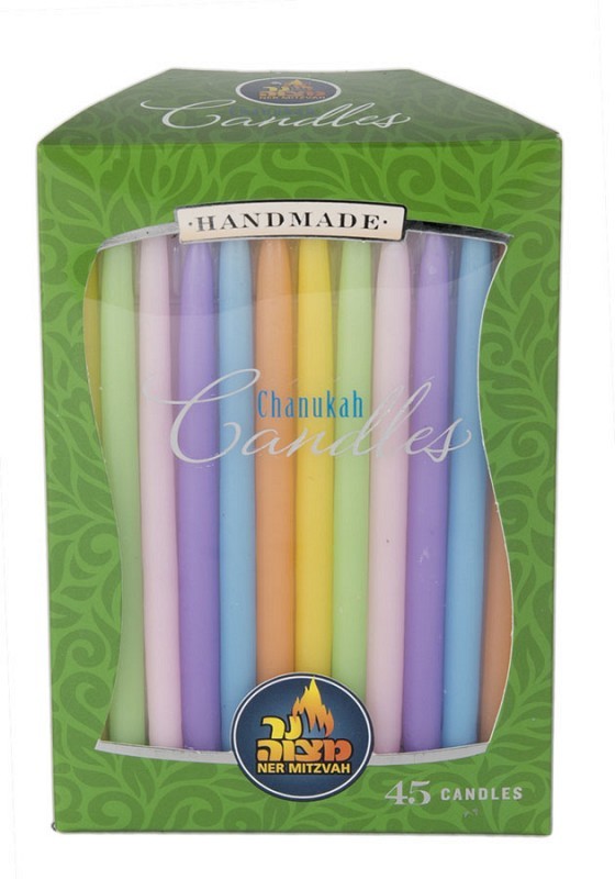 45pk 100% paraffin wax unscented pastel chanukah candles packed into gift box