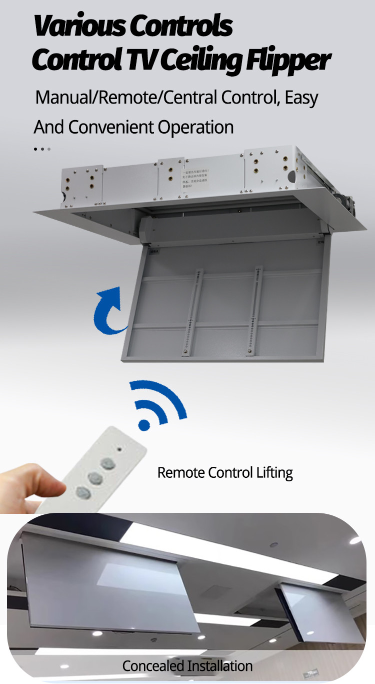 Automatic TV Flipper Tv Lift System Ceiling Mount 80W For 60-65 Inches