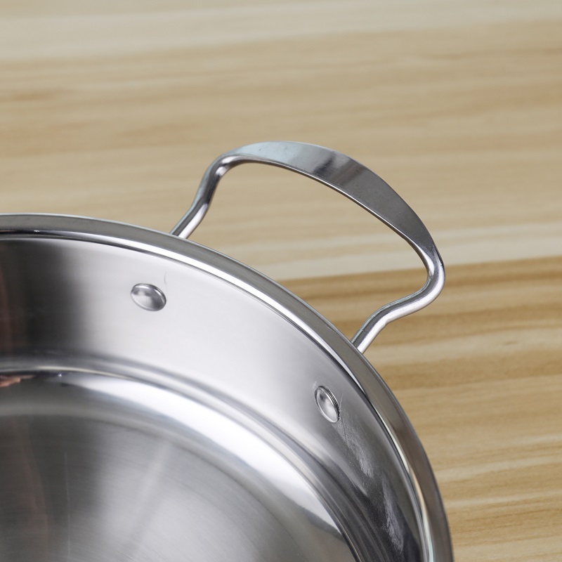 Double Handle Kitchen Soup Pots 24cm Stainless Steel With Glass Lid