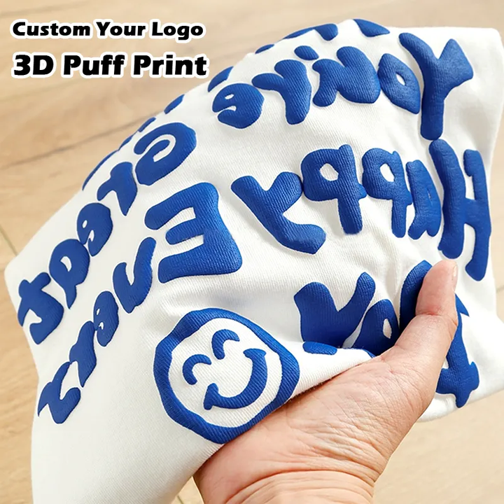 Custom Logo 3D Foam Puff Print Graphic T Shirt in Supima Cotton for Men's Streetwear