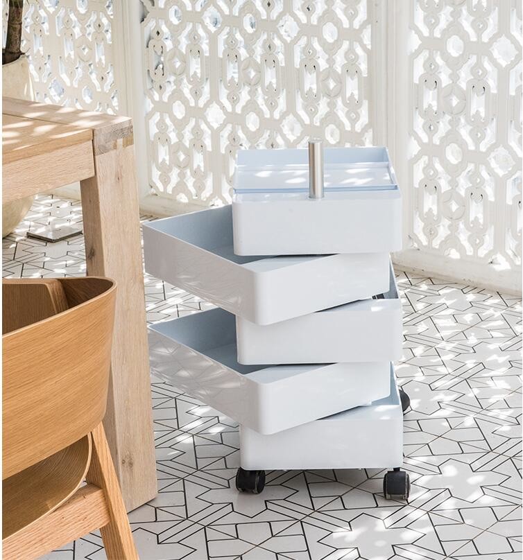 5 Drawer Mobile Plastic Wooden File Cabinet 71*31.5*10.4cm
