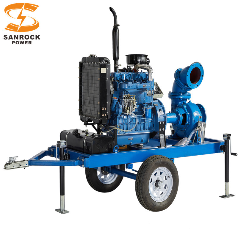 Efficient 2 Wheeled High Pressure Water Pump Agricultural Irrigation Diesel Water Pump