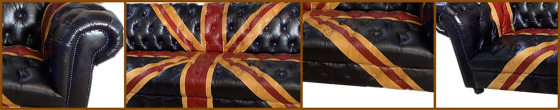 Vintage Retro Union Jack Leather Chesterfield Sofa Hotel Restaurant