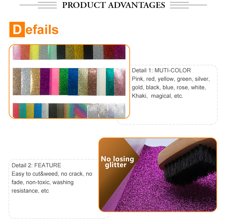 Custom Glitter Heat Transfer Vinyl Sheets For Textile Fabric