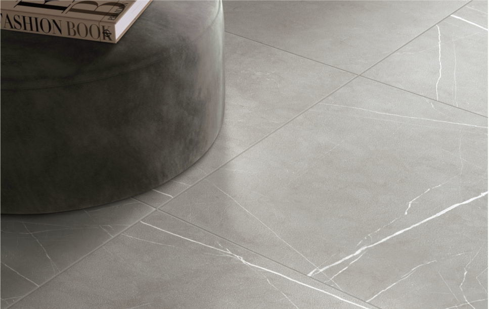 Interior Ceramic Tile Floor Design 60x60cm Grey Color Thin For Bedroom And Living Room