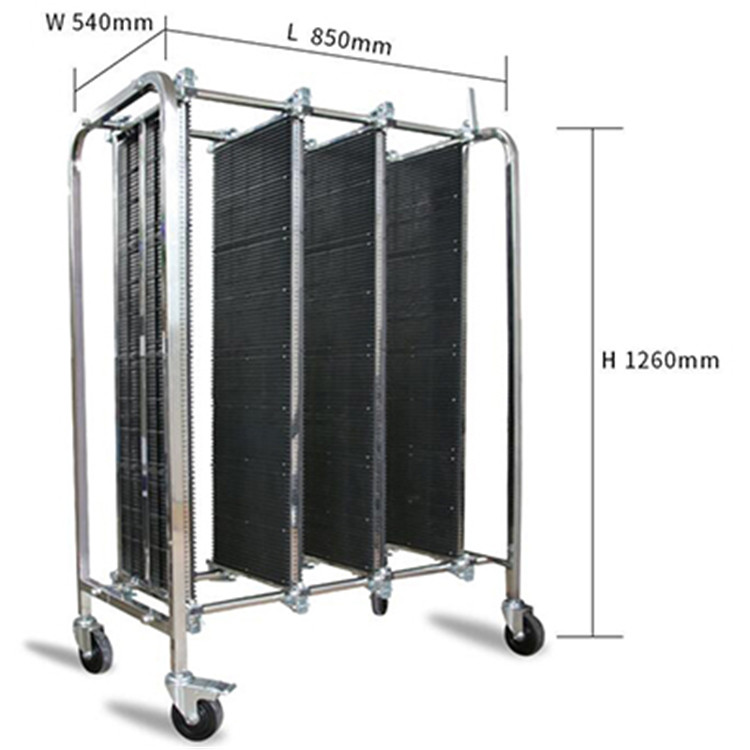 Four Wheels SS201 Pipe ESD PCB Cart Width 3mm For PC Board