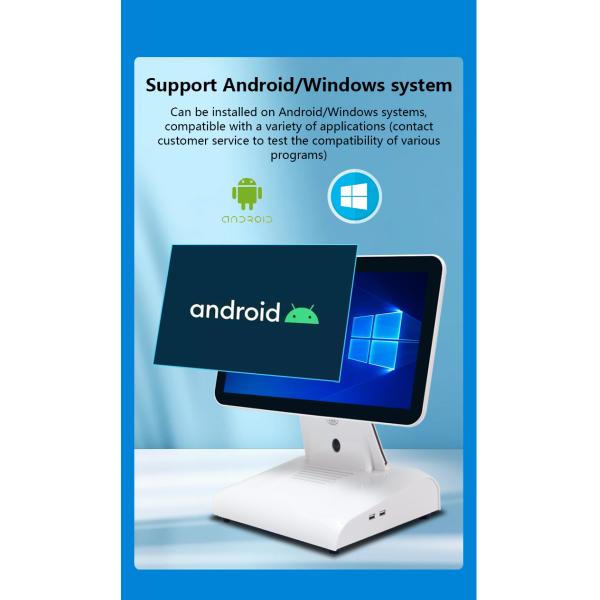 15Inch N2840 Desktop POS Machine Restaurant POS Terminal 2+32GB All in One POS System with Customer Display