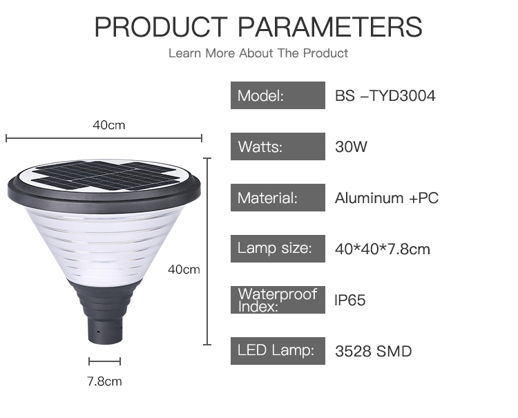 100Lm Integrated Solar Garden Light Waterproof aluminum optically controlled solar lights For Lawn Walkway Yard Park