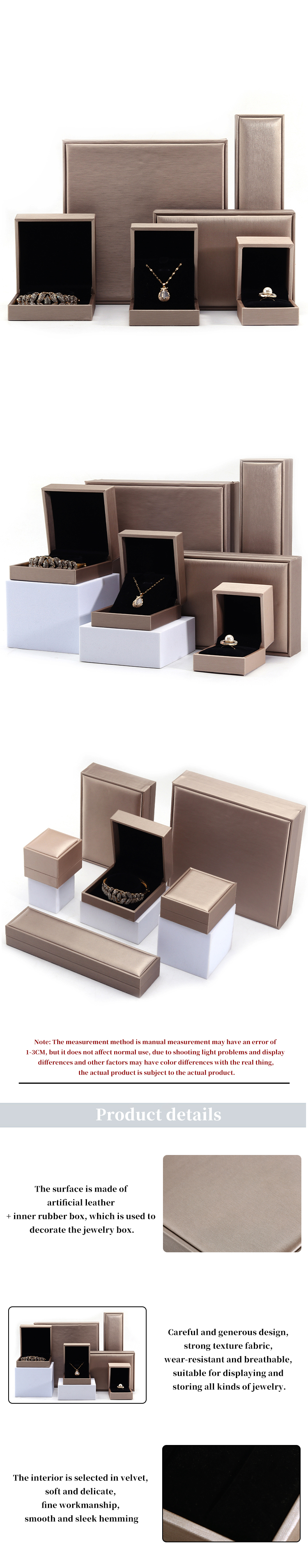 Square Grain Faux Leather Jewelry Box , Elegant Brushed Jewelry Packaging Box OEM
