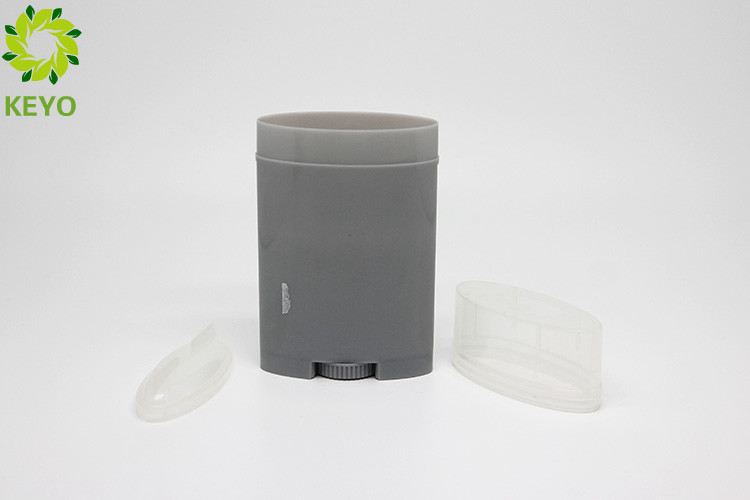 Grey Deodorant Stick Containers , 65g Oval PP Plastic Sun Block Bottles