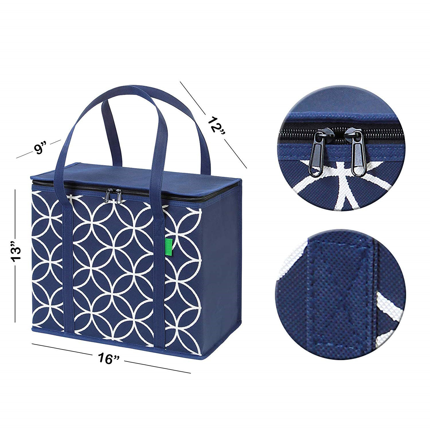 Custom Printed Insulated Cooler Tote Bags With Long Handles And Zipper Top