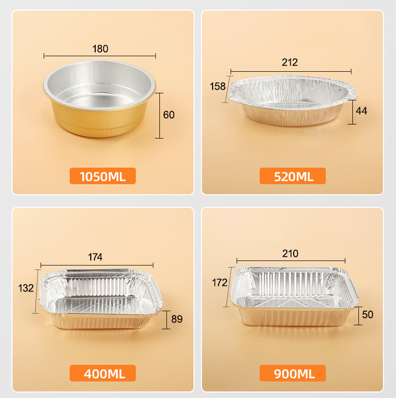 Silver Gold Customize Packing Boxes 3 Compartment Aluminum Foil Lunch Box