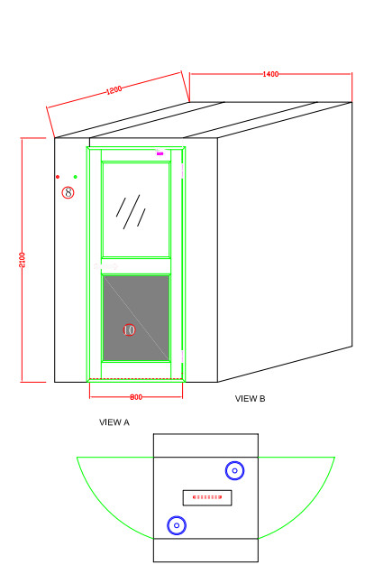 D1200mm Cleanroom Air Shower , Air Jet Shower For Mircroelectronics Lab